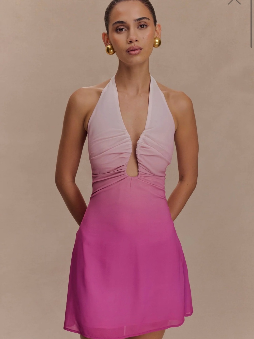 Meshki Pink Halterback Mini Dress - Picture 2 of 4